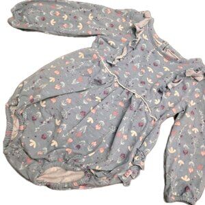 Ruffle Butts 2T Blue Pink Floral Long Sleeve Ruffle Romper NWOT